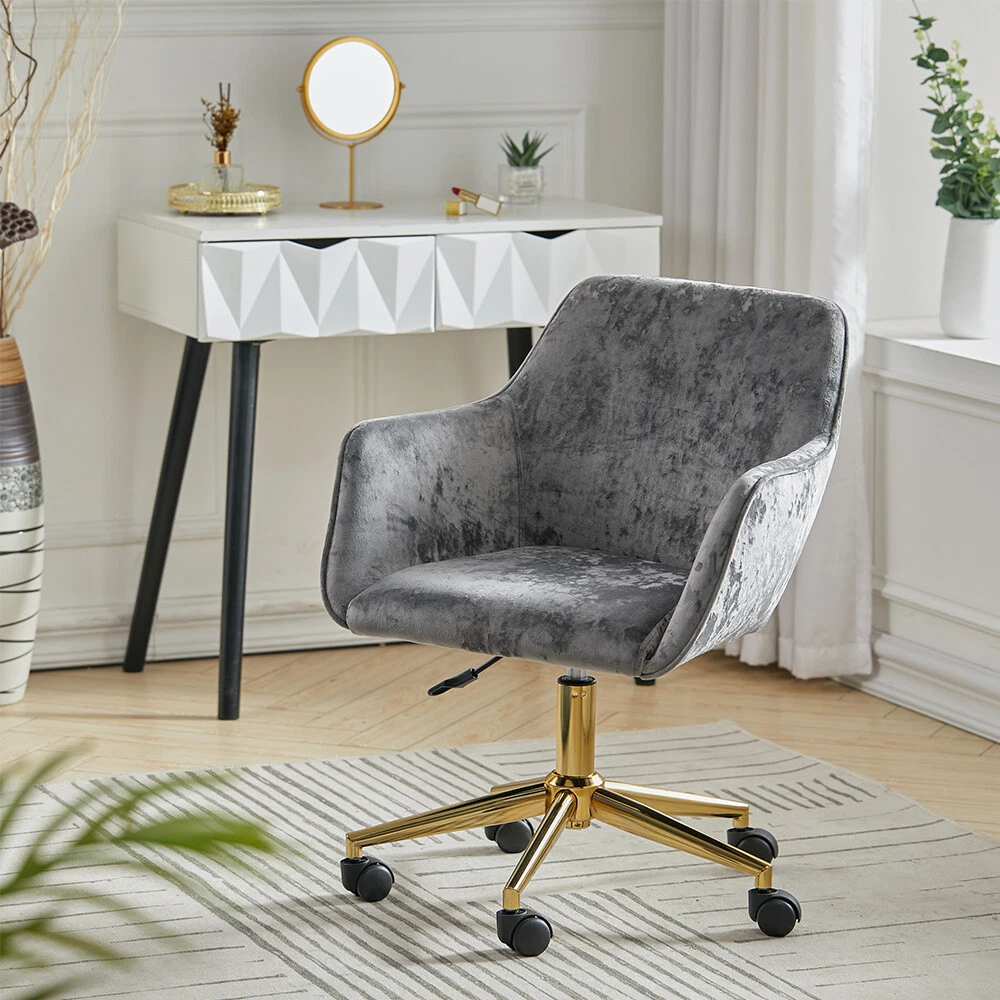 Grey crushed velvet desk chair new arrivals