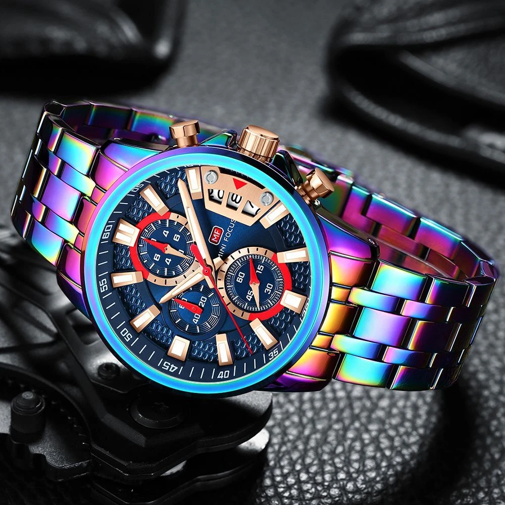 Mens Watches Top Brand Luxury Rainbow Fashion Chronograph Sports Watch for  Men Q
