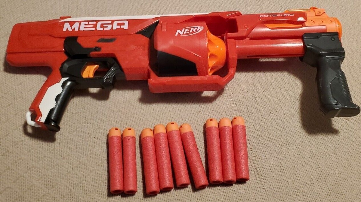 Nerf N Strike Mega Series RotoFury Blaster Red Works | eBay