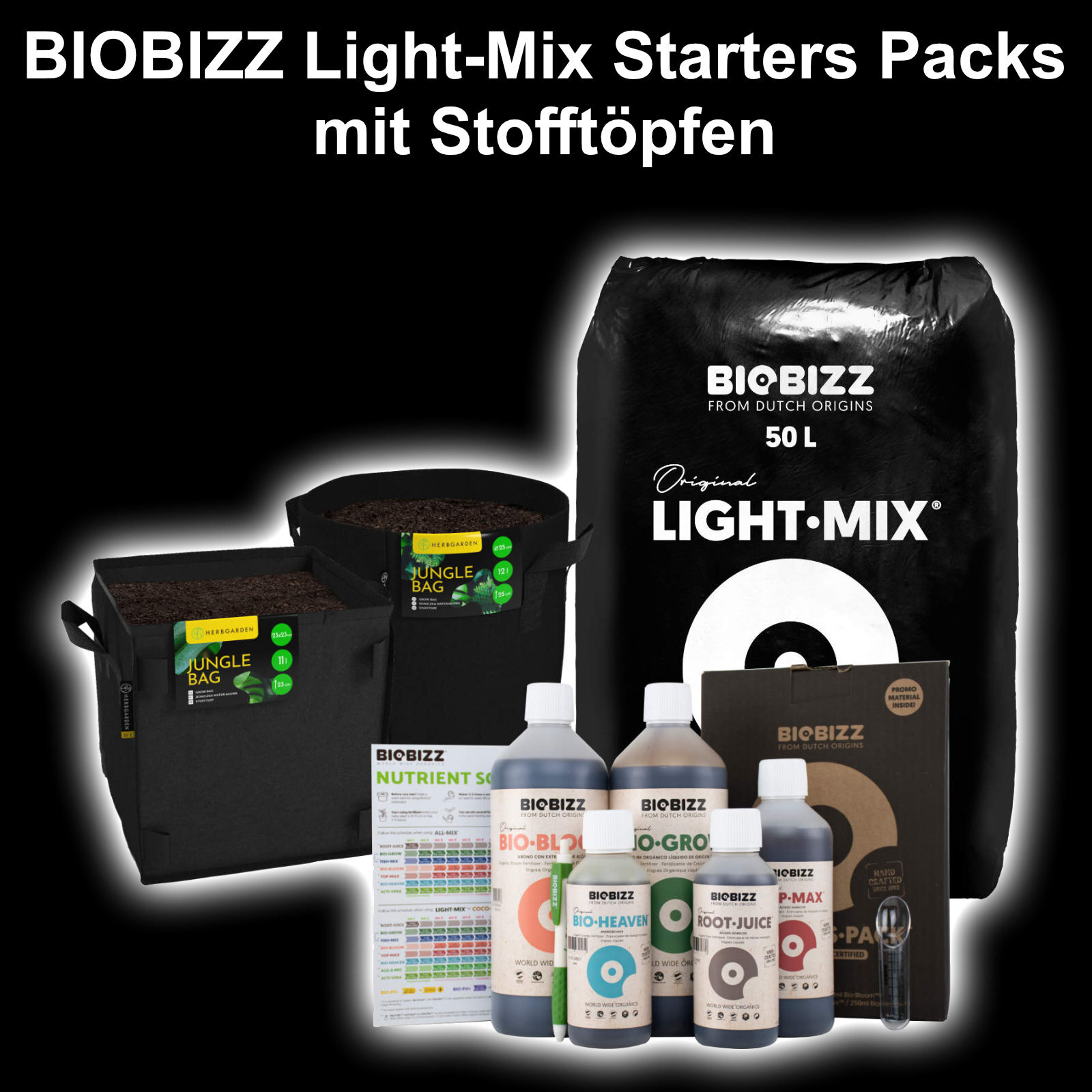 LightMix Starters Pack Dünger Set Stofftöpfe Komplettset Grow