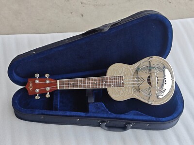 Gloss Chrome-Plated Finish Brass Body Resonator Ukulele With Hard Case ...