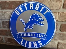 Detroit Lions NFL 12" Round Metal Embossed Sign Gym Garage Mancave SheShed