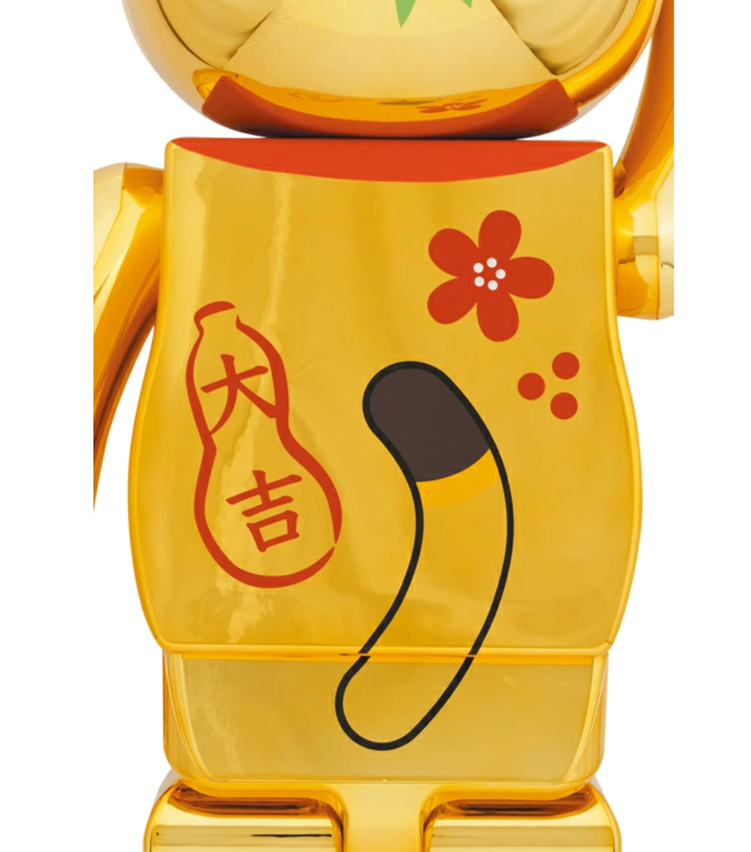 BE@RBRICK Maneki Neko Peko-chan Lucky Gold Plated 1000% Fujiya