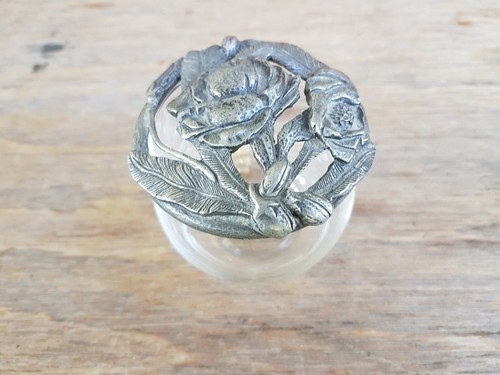 Pot-pourri En étain Et Verre Vintage - Déco Maison - Occasion En Bon état