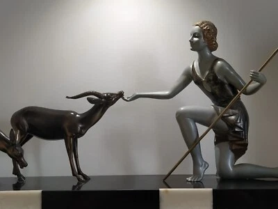 Sculpture Statue Art Deco Diane aux antilopes 1930 Enrique Molins BALLESTE - Photo 1/4