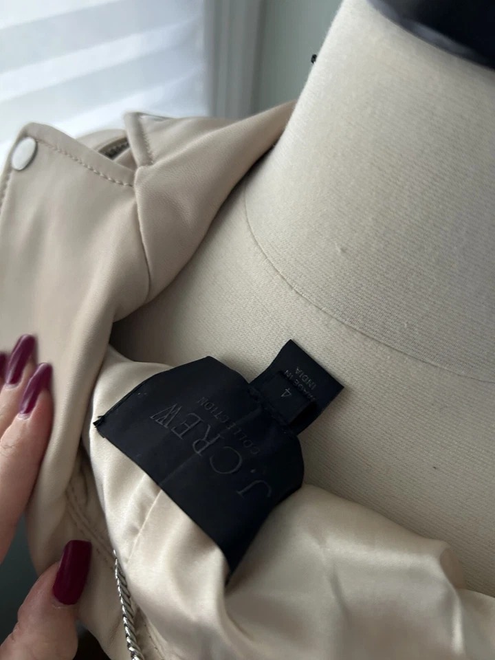 J.Crew Collection Leather Motorcycle Jacket Moroccan Sand, Sz 4, NEW - Image 4 of 4