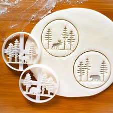 Forest Moose & Bear Cookie Cutters Set rustic Christmas winter festive woodland