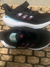 Adidas Unisex-Child EQ21 Running Shoe, Black/Shock Pink/Pulse Aqua Size 12