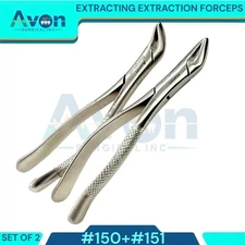GERMAN STEEL DENTAL  EXTRACTING FORCEPS #150 # 151 DENTAL SURGICAL INSTRUMENTS-