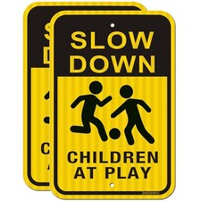 Slow Down Children at Play Sign 2 Pack, 18  x 12  Slow Kids Playing
