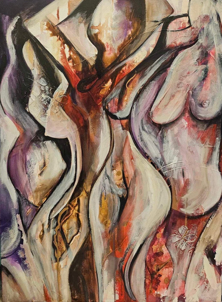 Sexy Arte Original Seductor Sensual Dormitorio Sexy Arte Pintura con Curvas para Amantes Foto 2 de 4