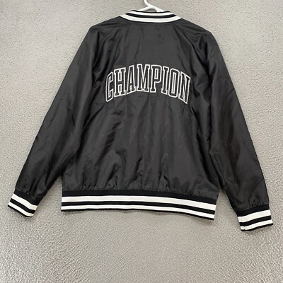 Champion Bomber Jacket Womens Large Satin Embroidered Baseball