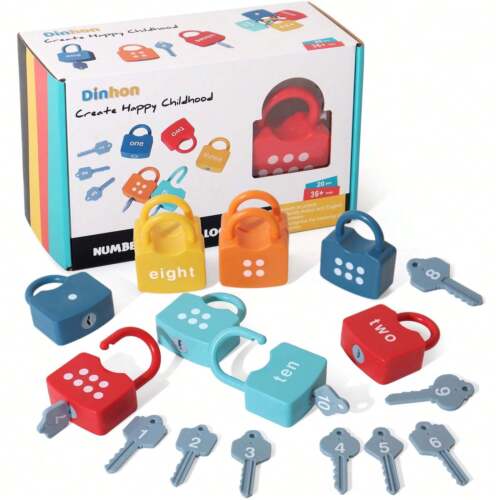Kids ABC Learning Locks With Keys Numbers Matching & Counting Montessori Educati