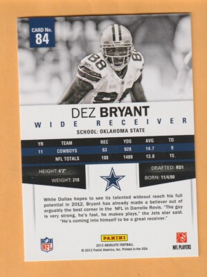 Dez Bryant Dallas Cowboys 2012 Absolute #84 Oklahoma State Cowboys