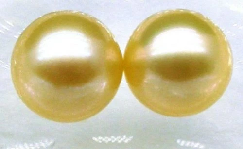 18K pure gold a pair of 10-9mm round natural south seas gold pearl earrings - Image 3 of 3