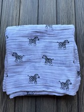 Amazing Baby Muslin Swaddle Blanket Premium Cotton Zebra White 46 x 46