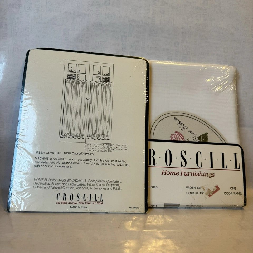 Lote De Colección De 2 Cortinas Panel De Puerta De Gasa Transparente Crosscill 60” X 45” Blanco # 8800 Foto 4 de 4