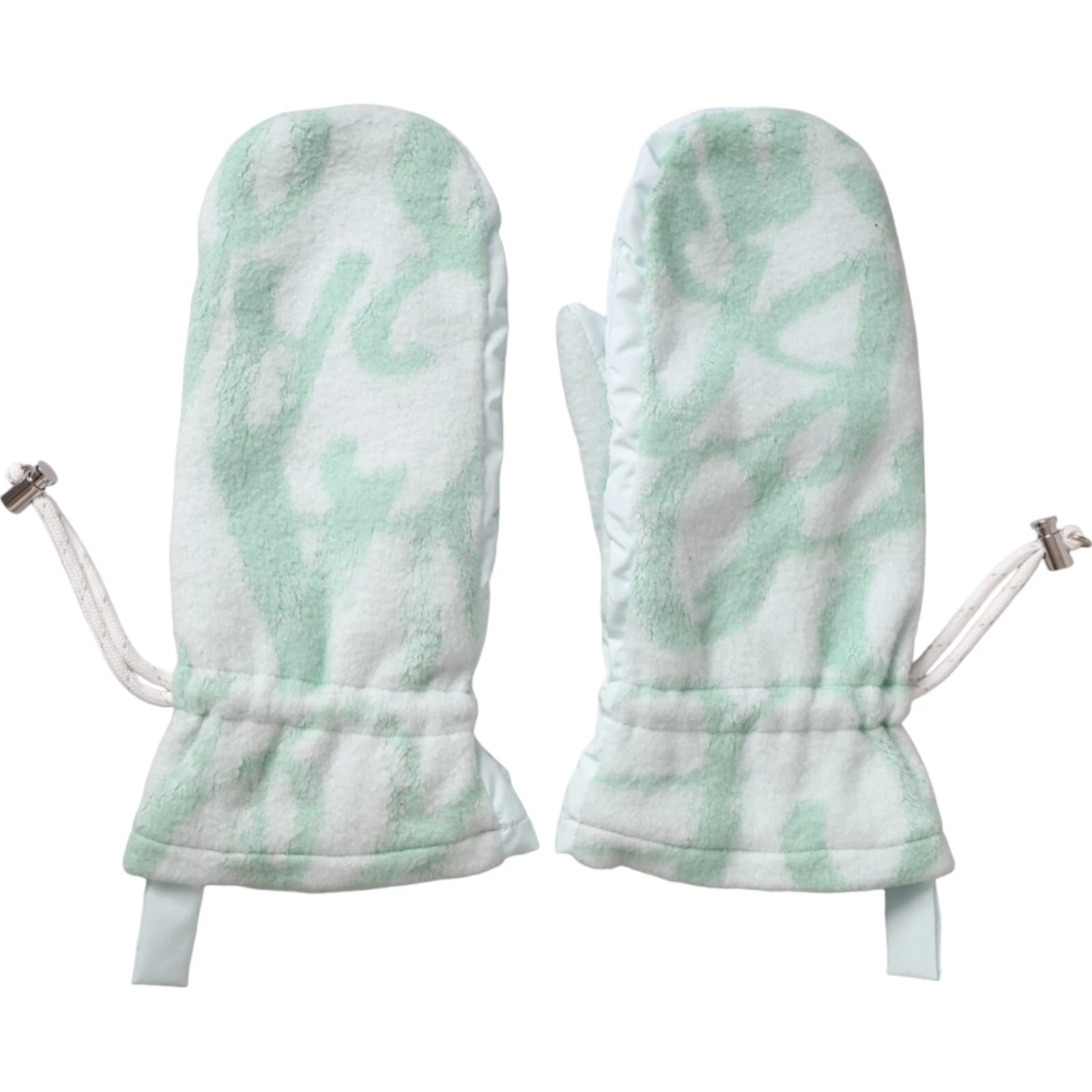 DOLCE & GABBANA Gloves White Nylon Fleece Wrist Length Mitten 8 / L RRP 450usd