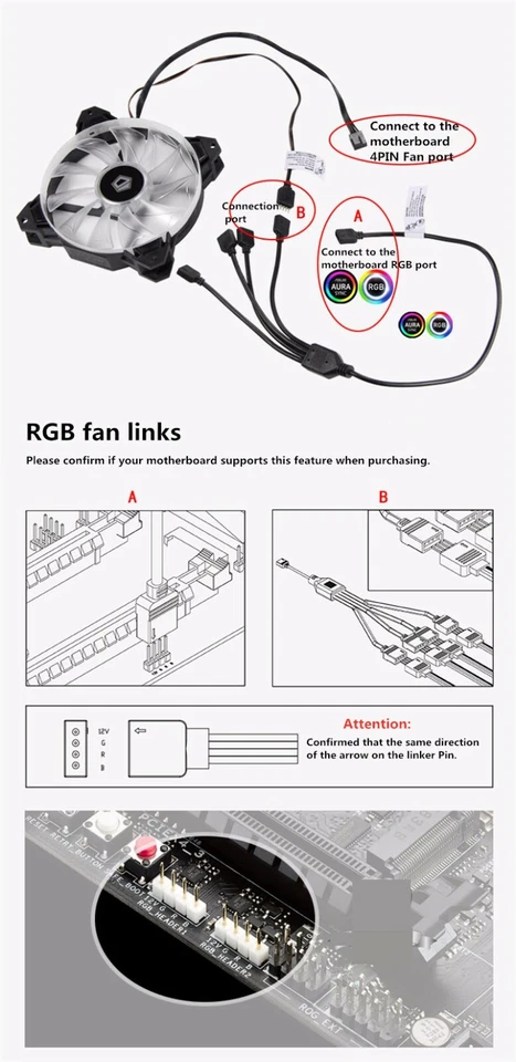 ARGB 5V 3Pin Extension Cable Adapter 12v 4pin RGB splitter cable MSI US ASRock - Image 3 of 4