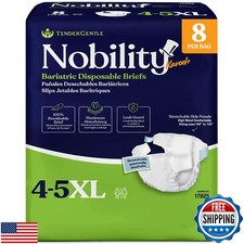 4-5xl Adult Diapers for Women and Men - 8 Bariatric Disposable Briefs with Ta