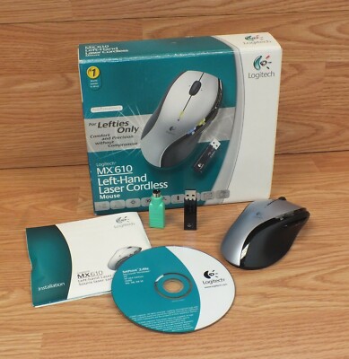 Logitech (MX 610) Left-Hand Laser Cordless Scroll Mouse W/ Receiver *READ*