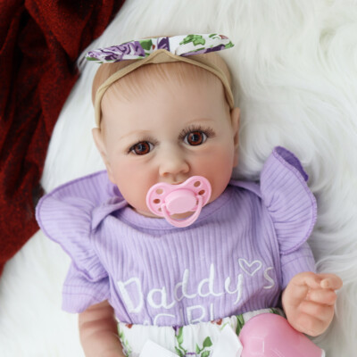 22 Inch Reborn Baby Doll Realistic Soft Vinyl Cute Newborn Dolls Painted 3D Skin