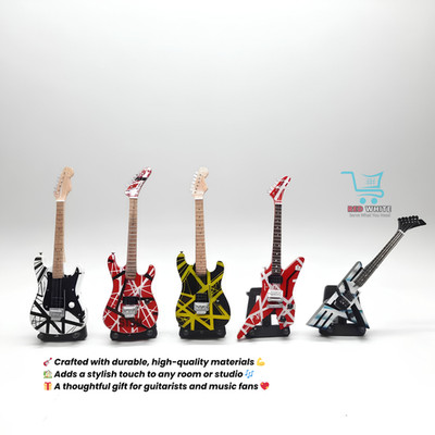 Miniature Guitar Set 5PCS Stripe Design Display Model Collectible