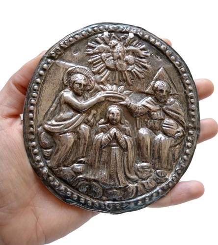 *HH* Antica Placca Ex Voto Religiosa Votiva Devozionale Santissima Trinità Gesù - Picture 10 of 17