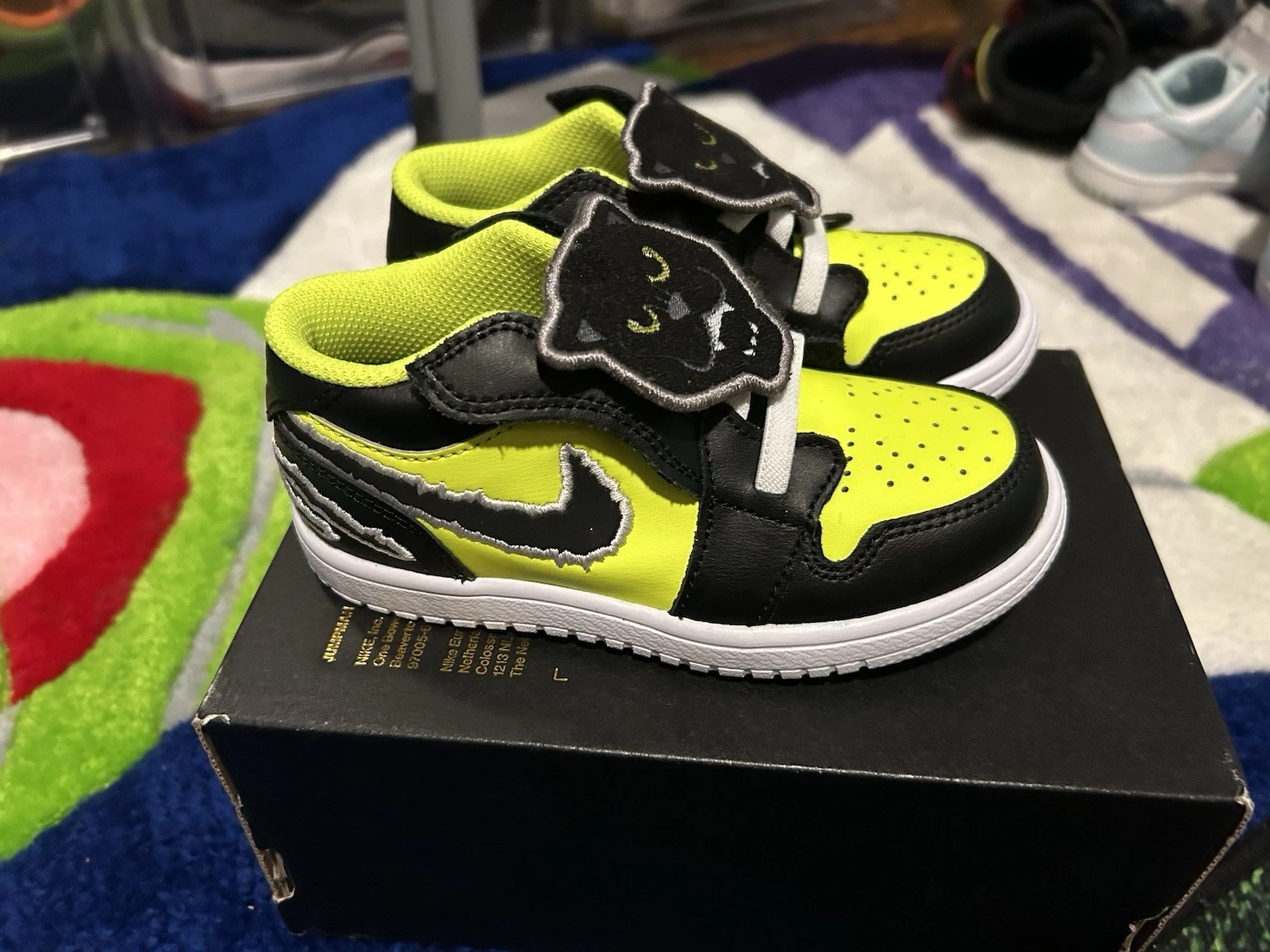 Scarpe Nike Air Jordan 1 basse ragazzo giallo fluo nero pantera DX6668 701 taglia 10c