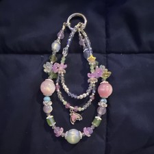 Beaded Multicolor Butterfly Floral Key Chain for Women, Pastel Charms