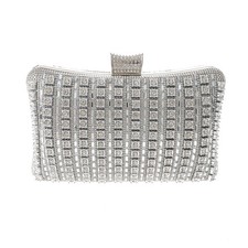 Silver Tone Alloy Metal Hardware Frame Fashion Rhinestone Clutch Evening Bag ...