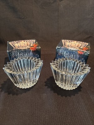 Mikasa Studio Nova Altus Crystal Votive Candle Holders Starburst Pattern Vintage