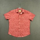 Western Aloha Shirt Mens Large Brick Red Animals Hawaiian Button Up Casual Dad