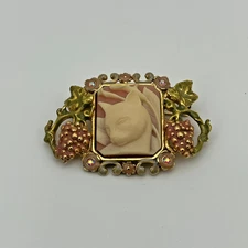 Kirks Folly Cameo Cat Brooch Whimsical