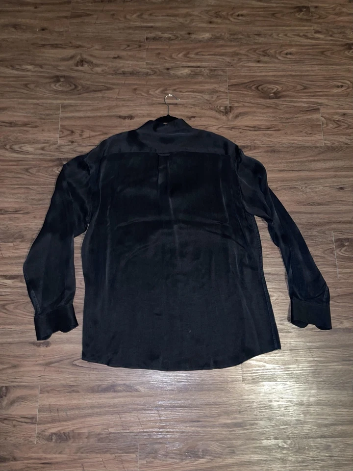 Camisa Zanella Para Hombre Grande Negra Manga Larga Botón Frontal Hecha en Italia Vestido Foto 4 de 4