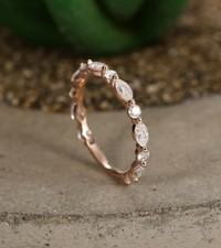14K Rose Gold Plated 2Ct Round Cut Lab Created Diamond Women Wedding Ring