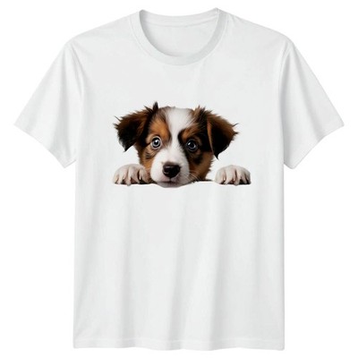 Peeking Australian Shepherd Welpe T-Shirt Australian Shepherd Hunde Geschenk für Ihn