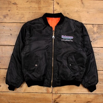 Vintage Rothco Bomberjacke L Herren 90er schwarz Polyester Ma-1 gefüttert Military