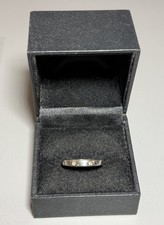 Sterling Silver 925 Band Ring Size N Band With Cubic Zirconia Sparkly Jewellery