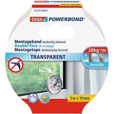Tesa Powerbond Montageband, Transparent, 19 Mm X 5,0 M 1 Bis 40 Stk Spare 41%-image