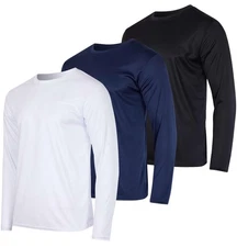 3 & 5 Pack: Men's Mesh Quick Dry Athletic Long Sleeve T-Shirt UPF SPF UV Sun ...