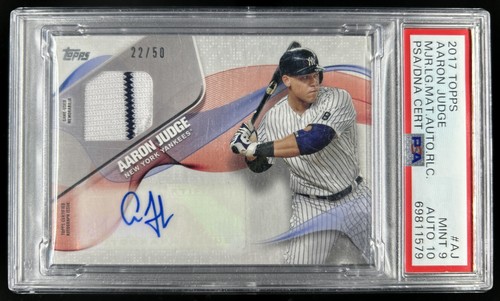 2017 Topps Aaron Judge Major League Material Patch Auto RC #/50 Orioles PSA 9