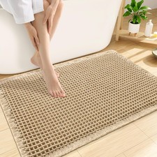 Waffle Bath Mat 30x20, Extra Soft Absorbent Bathroom Rugs, Non Slip Machine