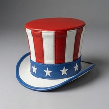 Uncle Sam Patriotic Leather Top Hat 4th of July American USA Flag Parade Costume