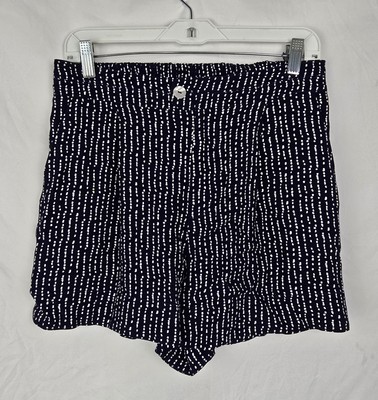 Anthropologie Ett:Twa Dotted Retro Navy Blue Pleated Beachy Nautical Shorts sz S