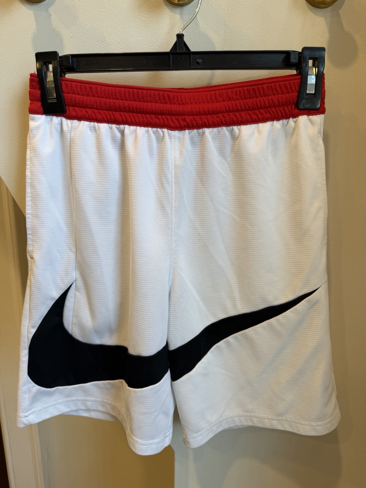 Nike Dri-FIT basketball shorts Youth Large, Red waistband/Black Swoosh. Perfect!