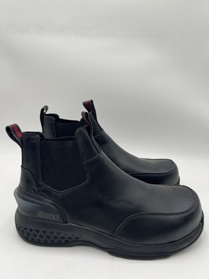Men s Rocky Code Red Station Slip-On Boots Black Leather Size 13M