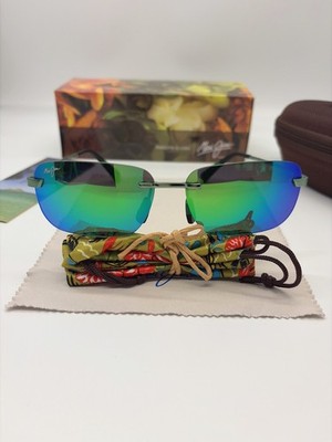 Maui Jim GM624-15 Lanakila Polarized Sunglasses Green Frameless Green Lens