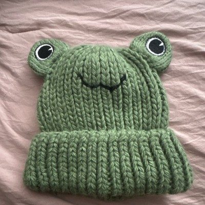 Claire's Green Acrylic Knit Frog Beanie Hat, Girls One Size