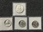 90% Silver Lot - 3 1964 Proof Quarters - 1 1960 P Franklin Half Dollar